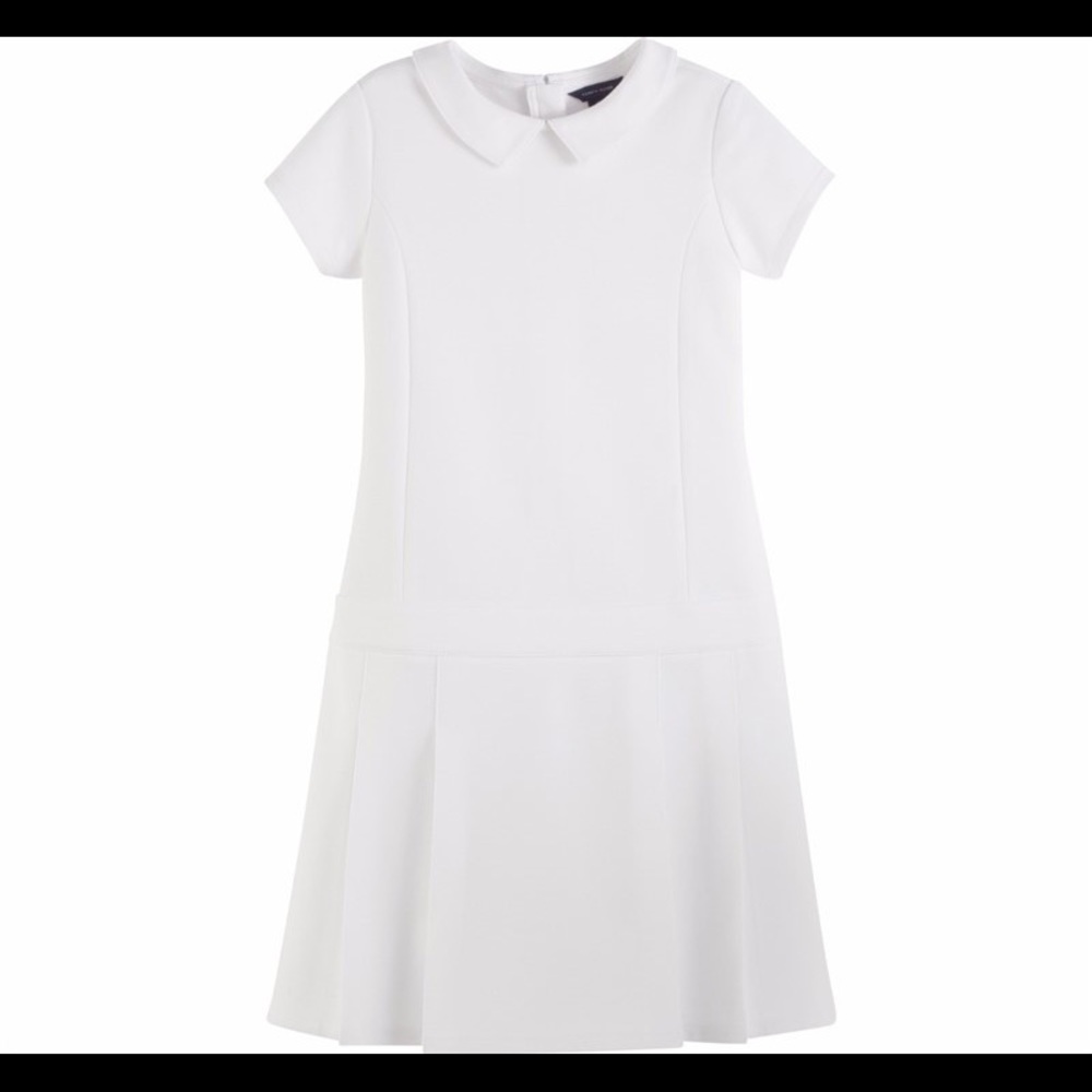 Tommy Hilfiger knit collar dress uniform pleat size 12 white